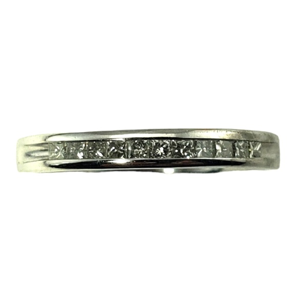 Vintage 10 Karat White Gold Princess Cut Diamond Band Ring Size 5.75 #13043 - Picture 1 of 8